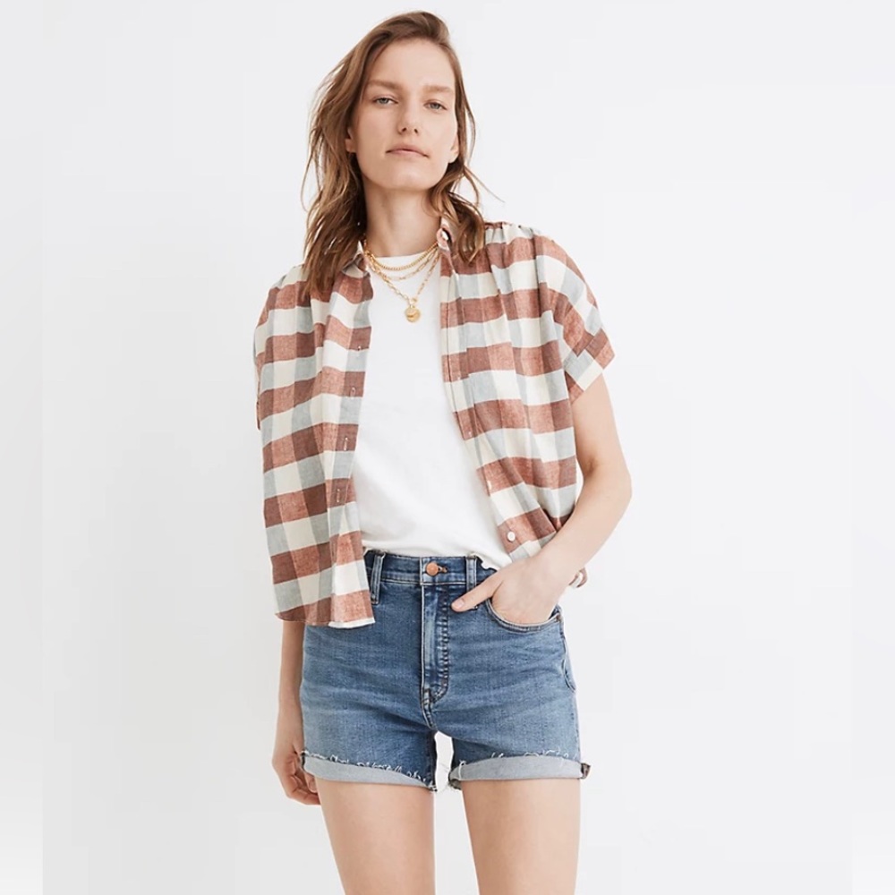 NWT Madewell High Rise Denim Jean Shorts Quintell Blue Wash Tencel Lyocell